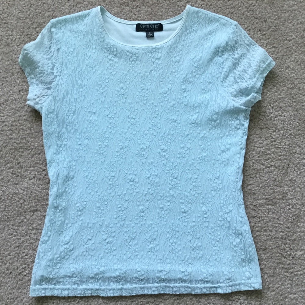 Karen Kane Lace Satin Trim, Jewel Neck Tee